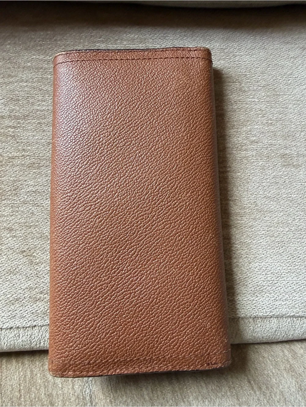 Burberry Cognac Pebbled Leather Wallet